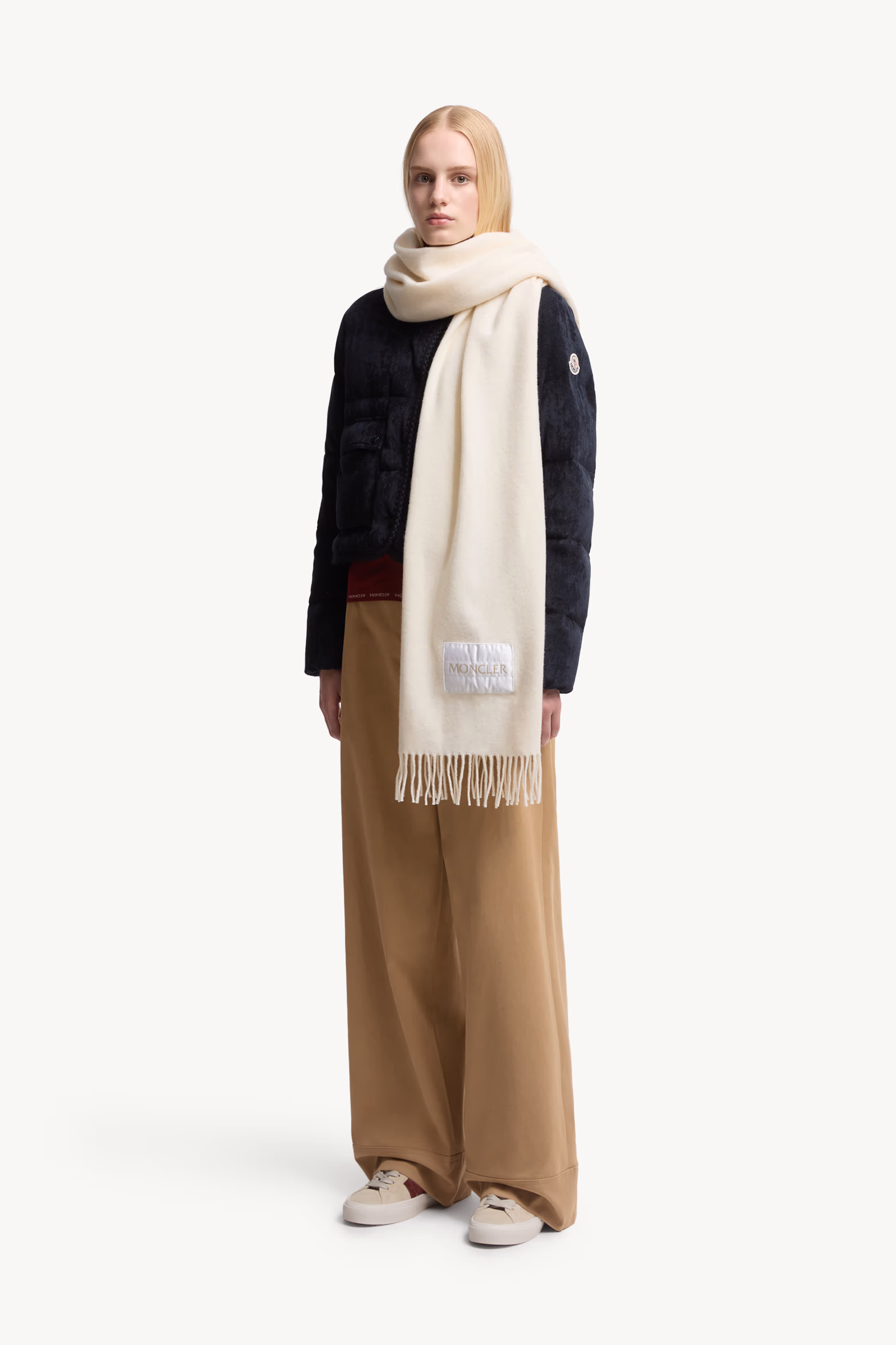 Écharpe en feutre de laine Femmes Blanc Moncler 2